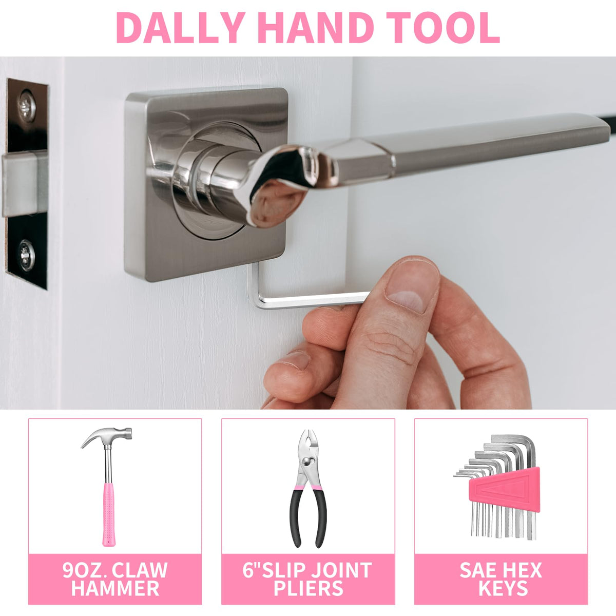 HANGYING 39 Piece Pink Tool Set for Women, All Purpose Household Hand Tool Kit with Plastic Storage Box, Small Tool kit for Home Garage Office College Dorm