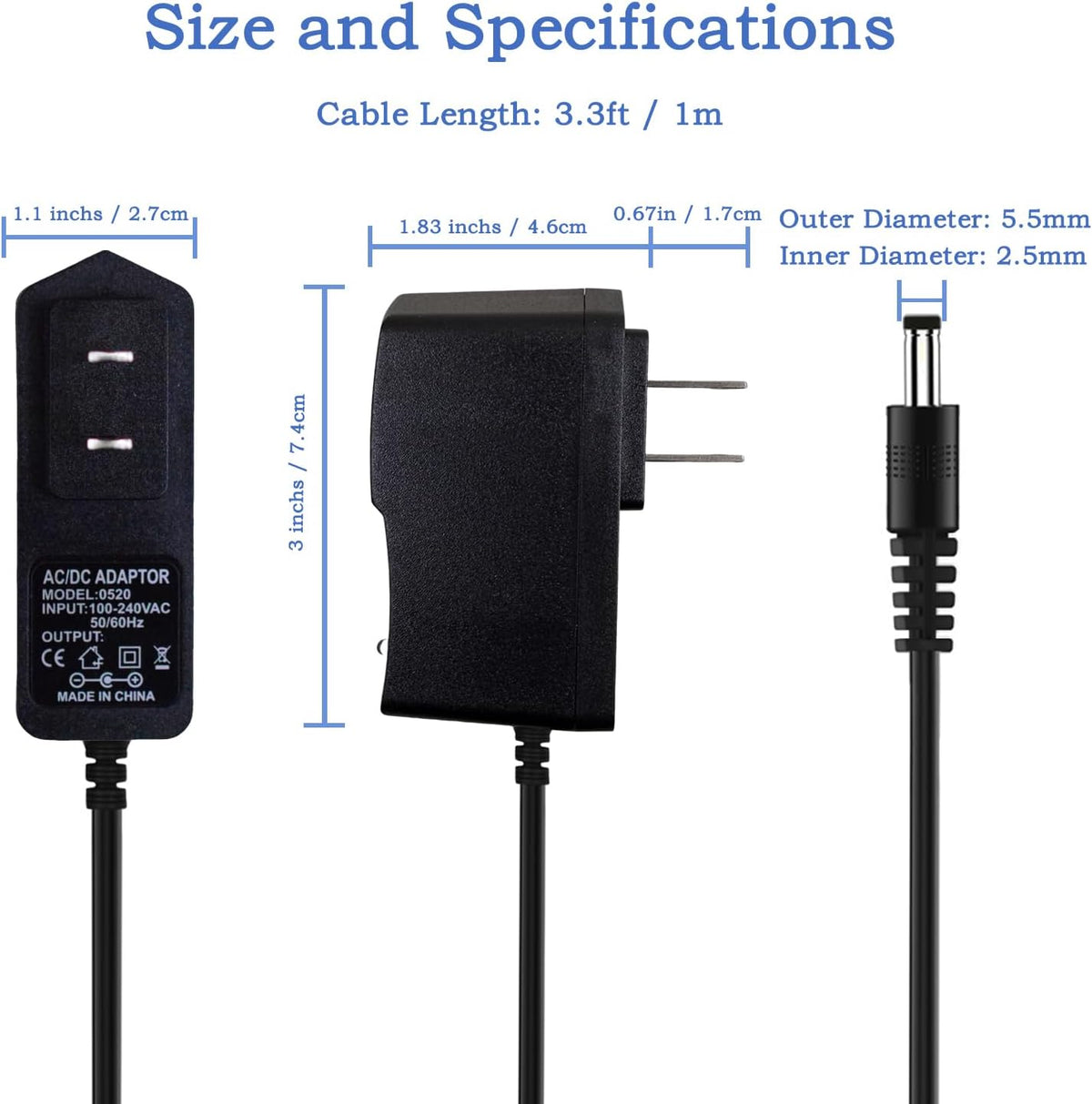 YiKaiEn 4.2V 2A 100-240V 5.5x2.5mm 3ft Lithium Battery Charger Power Supply AC to DC Adapter with Center Positive Plug