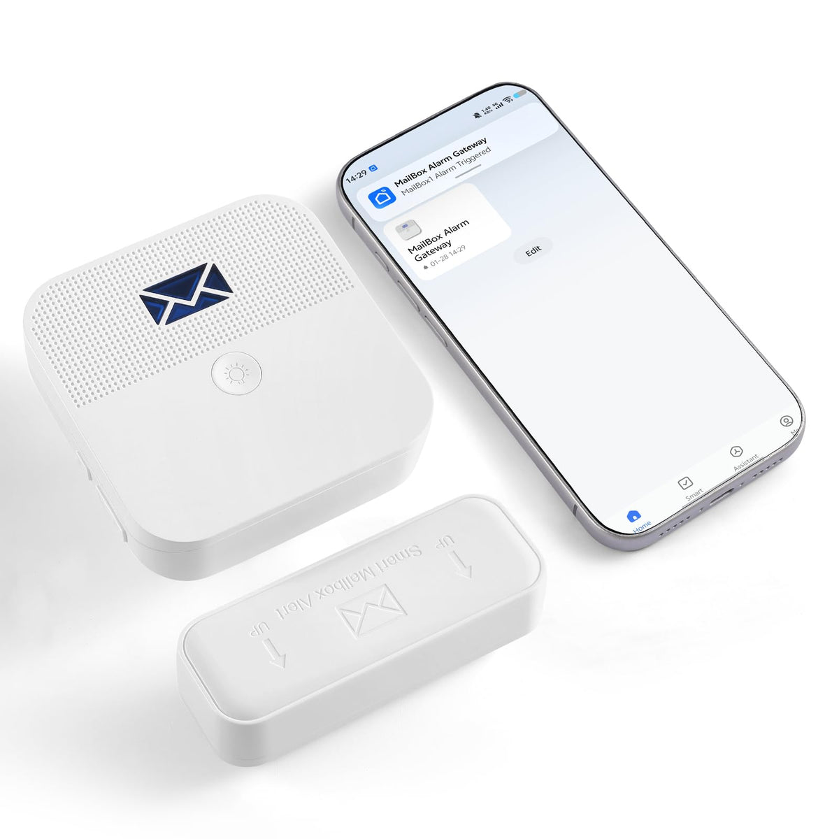 Smart Mailbox Sensor with WiFi,Mailbox Alert for Delivered Mail,500 ft Long Range Wireless Mailbox Alarm with LED Light and Sound Reminders,Mailbox Security System 2.4G WiFi Compatible