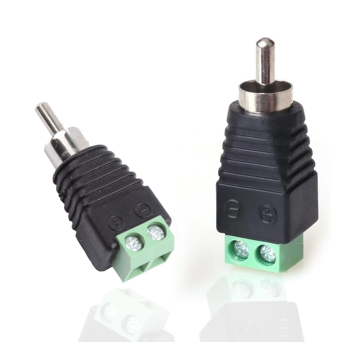 California JOS Male-2pack) RCA Cable Audio Adapter, Phono RCA Male Plug to AV Screw Terminal Audio/Video Speaker Wire