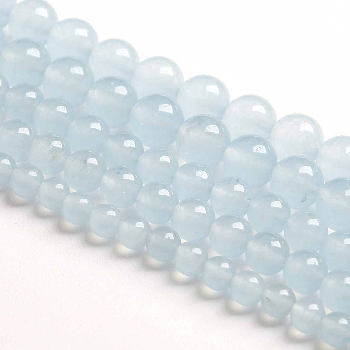 8MM 46PCS Natural Stone Light Blue Chalcedony Loose Beads for Jewelry Making DIY Bracelet Necklace
