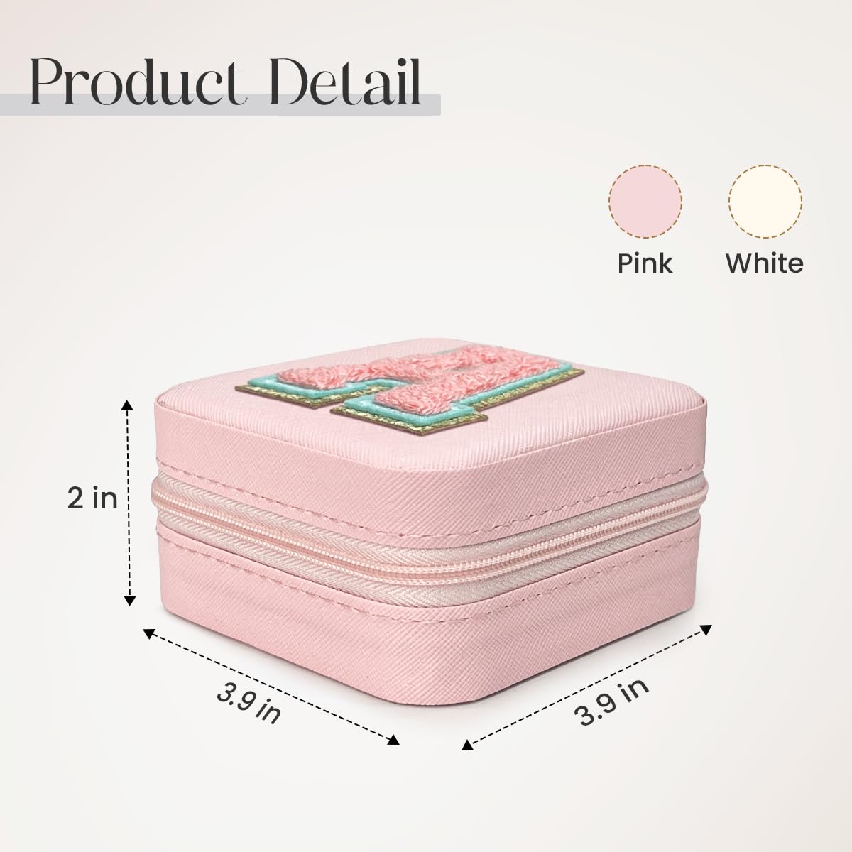 SANDJEST Personalized Jewelry Box, Pink Travel Jewelry Box with Initial A, Small Monogrammed Jewelry Case Organizer for Girls Women Teen Kids, Mini Travel Essentials Gifts for Birthday Christmas