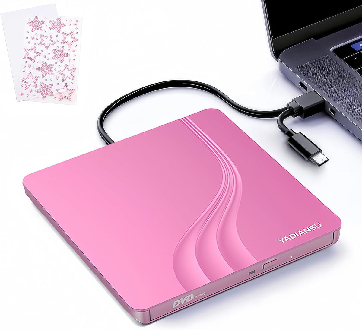 YADIANSU 0.5 3.0 11/10/8/7, External CD DVD Drive, Ultra Slim USB Type-C DVD Player, CD DVD+/-RW Optical Drive