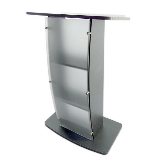 FixtureDisplays® 44.3" Tall Podium for Floor, Curved Frosted Front Acrylic Panel - Dark Grey 19658-GREY-NEW-NPF