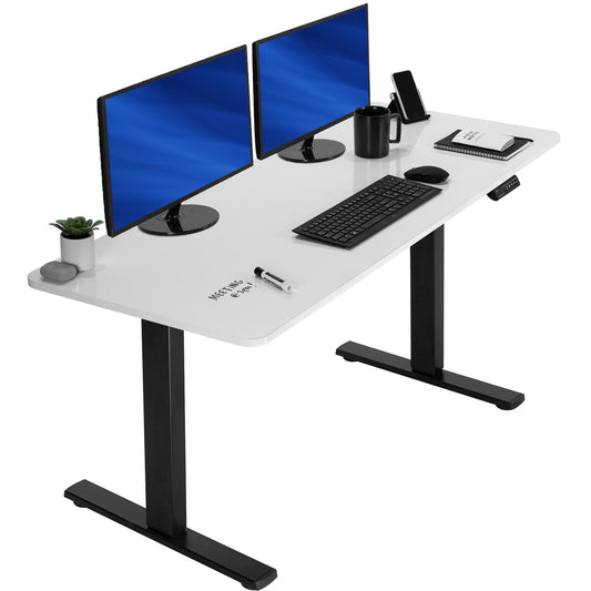 VIVO Electric Dry Erase 60 x 24 in Standing Desk, Memory Height Adjustment, 1B Series, Holds 220 lbs, Whiteboard Top Black Frame, DESK-KIT-1B6WE