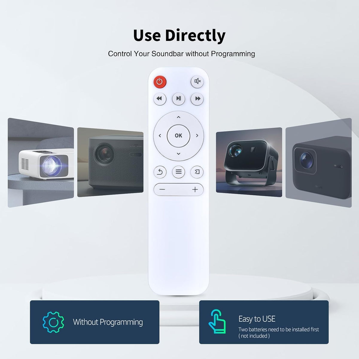 Snrigw YG300 YG210 Replacement Remote Control for ZDK Wielio Meer ARTSEA Home Entertainment Mini Projectors(White)