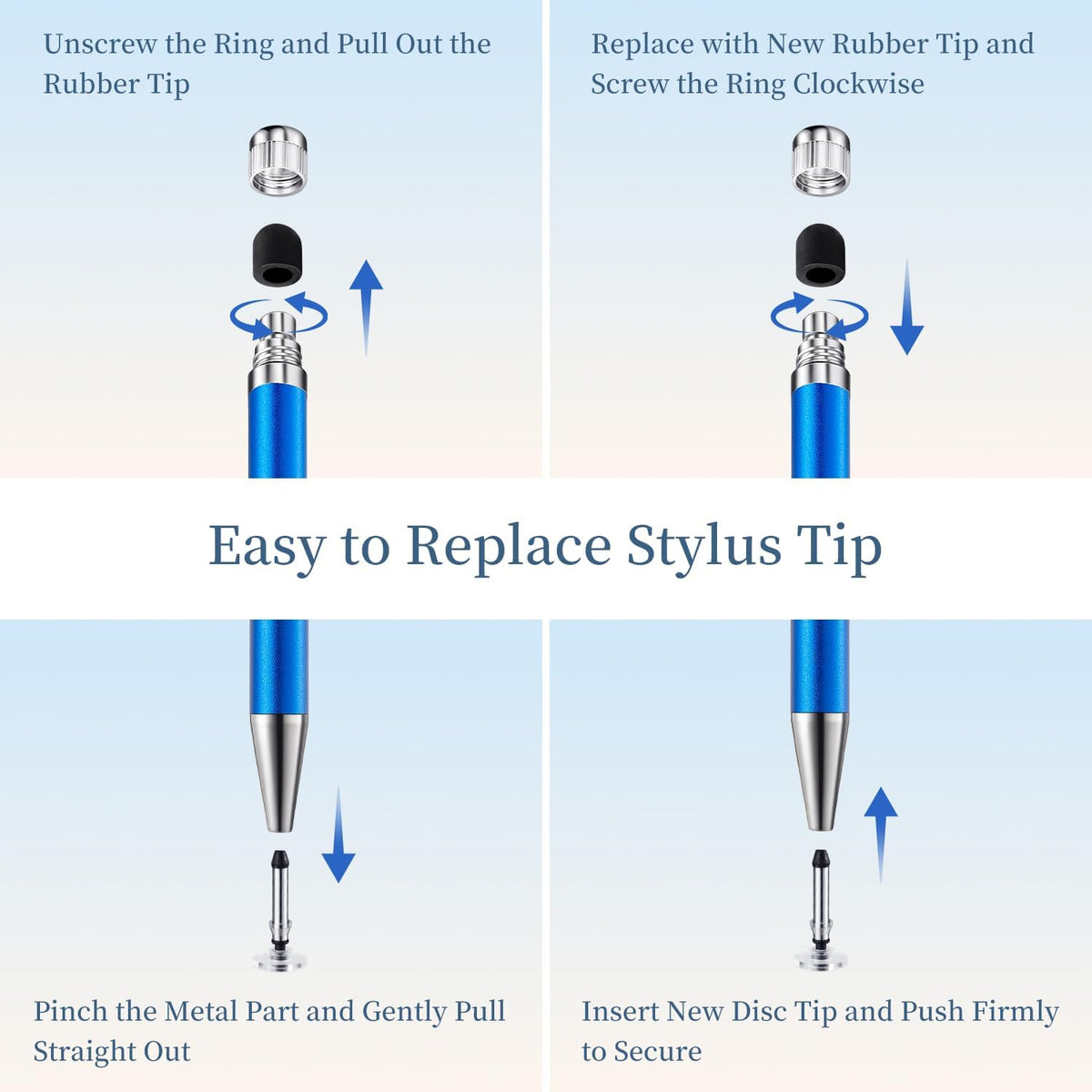 ChaoQ 2-in-1 6pcs Stylus Pen for Touchscreen, High Sensitivity and Precision Stylus Pens for iPad iPhone Android
