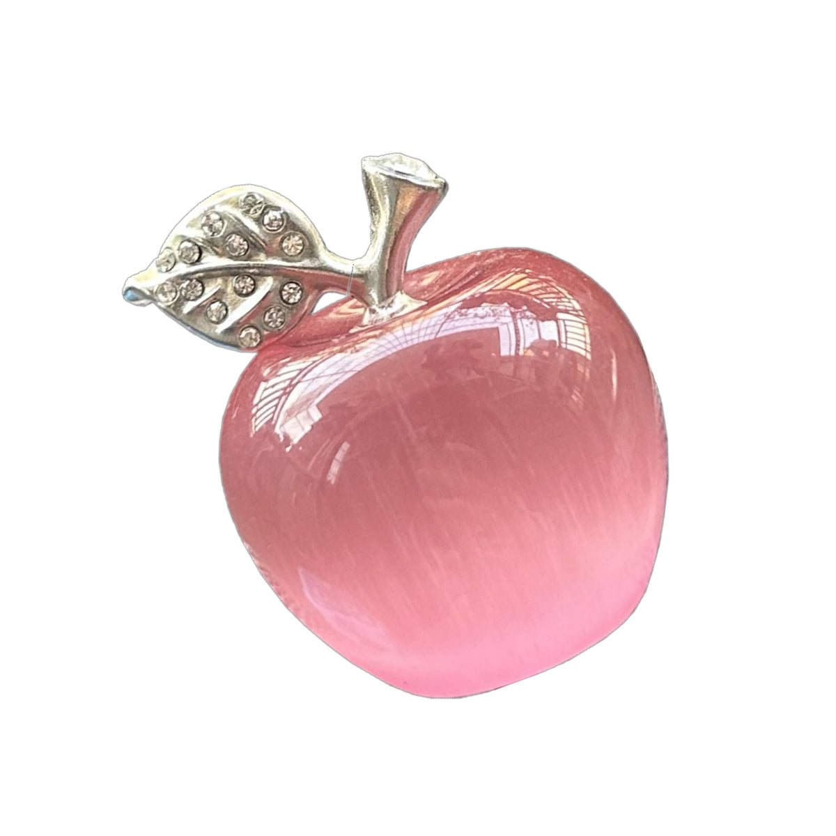 Sunshcat Pink Cat's Eye Stone 1.18 Inchs Apple Crystal and Healing Stone Statues,Room Decoration Christmas Decorations Thanksgiving Gifts Office Gifts Collectibles