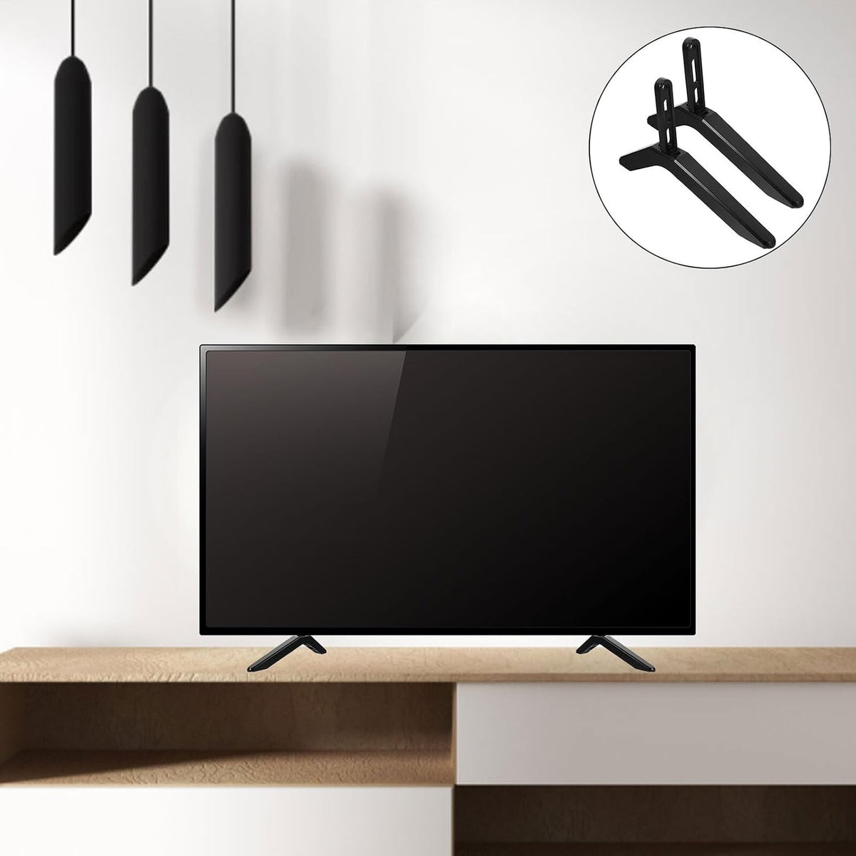 HAPINARY Universal Tv Stand Tabletop Mount Holder Adjustable Height Compatible with Flat Screen Tvs Grey Desktop