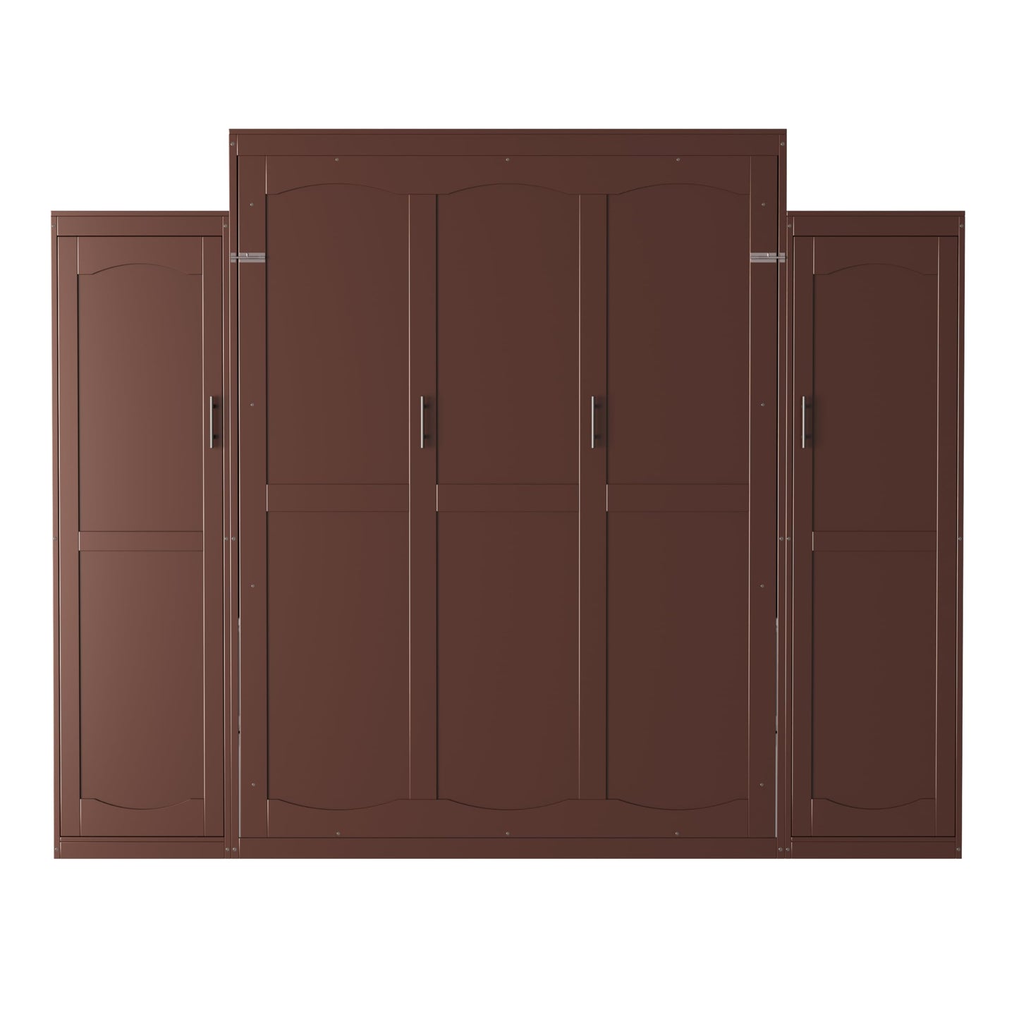 Ball & Cast Murphy Bed Queen Size,Wood Foldable Wall Bed with 2 Sides Wardrobe and Storage Shelf, Hidden Cabinet Bed Frame for Bedroom,Guest Room,Space Saving,No Box Spring Needed,Walnut