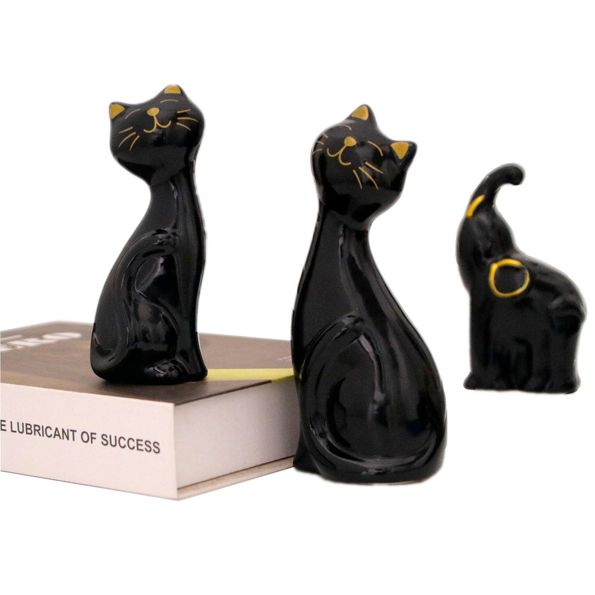 Wisifayardin 2pcs Black Cat Figurines and Statues for Home Decor - Black Cat Figurine for Cat Lovers