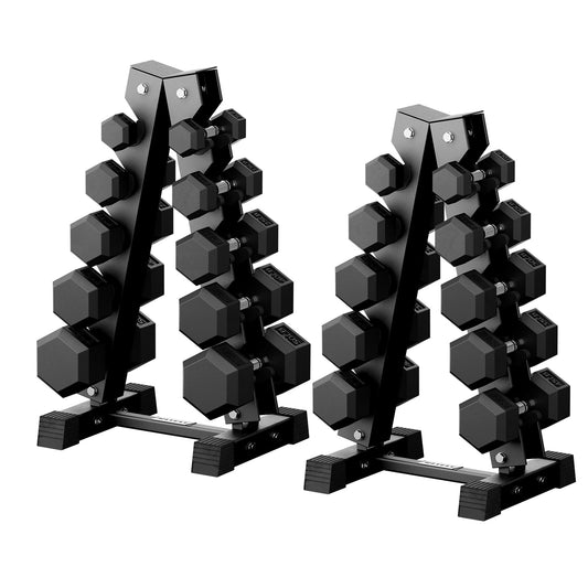 RitFit 550LB Rubber Hex Dumbbell Sets with Weights Rack, Multiple Color Choices Available, Great Gym Equipment for Home, Strength Training, Workouts，Black