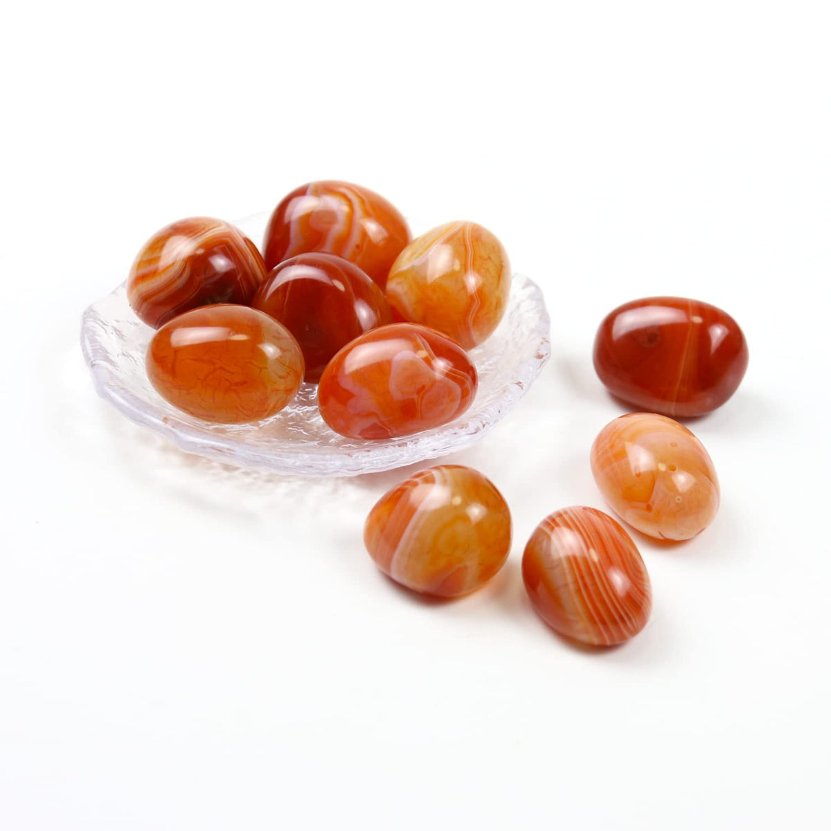 Namzi 10 Packs of Brazilian Tumbled Polished Natural Carnelian Crystal, Crystals and Healing Stones Quartz Bulk for Wicca, Reiki, Healing Energy, Chakra Stones, Witchcraft Supplies(0.5LB)