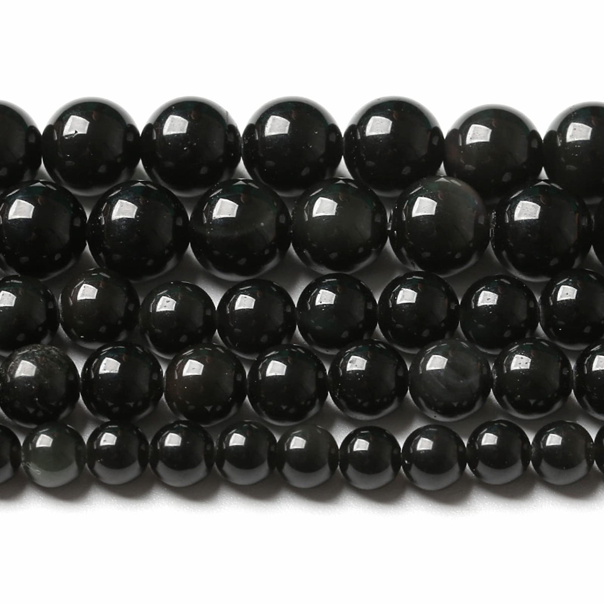 8MM 46PCS Natural Stone Black Obsidian Gemstone Loose Beads for Jewelry Making DIY Bracelet 1 Strand