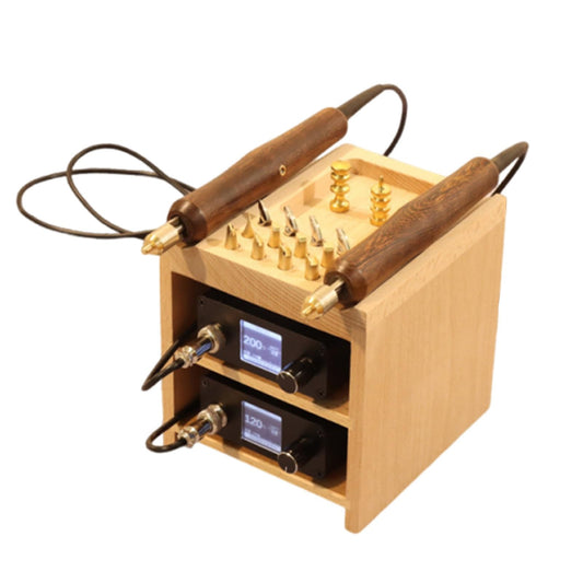 Polishing of Edges,Electric Leather Edge Creaser/Polishing Unit/Digital Craft Tool/Skiving Machine with 14 Heads for Craft and Hobby Total Hide Material Set(Two)