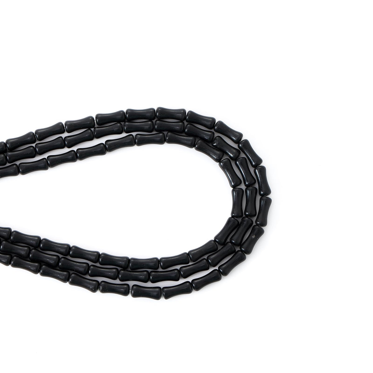 5x12mm Natural Black Agate Stone Bamboo Shape Gem Healing Energy Loose Spacer Beads for DIY Necklace Bracelet Earring