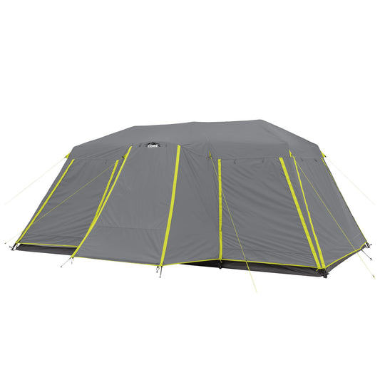 CORE 12 Person Instant Cabin Tent | Large 3 Room Family Pop Up Tent for 2 Minute Camp Setup with Full Rainfly for Weather Protection and Storage | Included Storage Pockets for Camping Accessories