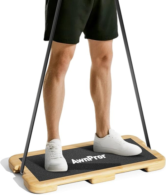 Resistance Band Foot Plate,Wood Non-Slip Exercise Platform Fitness Board for Elastic Band Stretch Bands Pull Up Bands Working Out