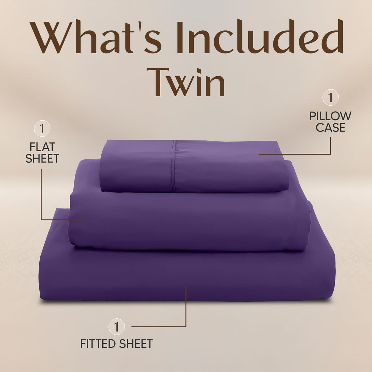 Utopia Bedding Twin Sheet Set - Soft & Breathable Microfiber, 3-Piece Bed Sheets for Twin Size Bed | Oeko-Tex Certified (Egg Plant)