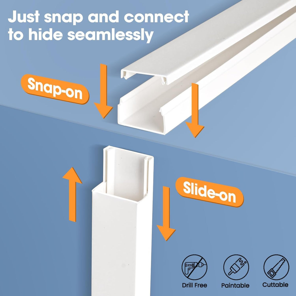 YesBes 315in 20X L15.7in W0.96in H0.57in, Cord Hider Kit, Paintable Cable Raceway, Cord Covers for Wires on Wall, Cord