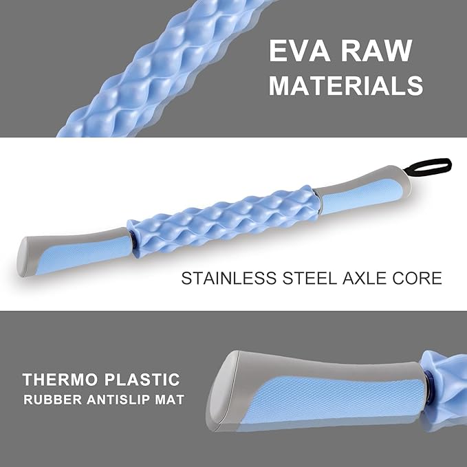 Muscle Roller,EVA Material, Massage Roller Stick for Athletes and Office Workers, Relieves Muscle Tension and Pain(EVA Blue)