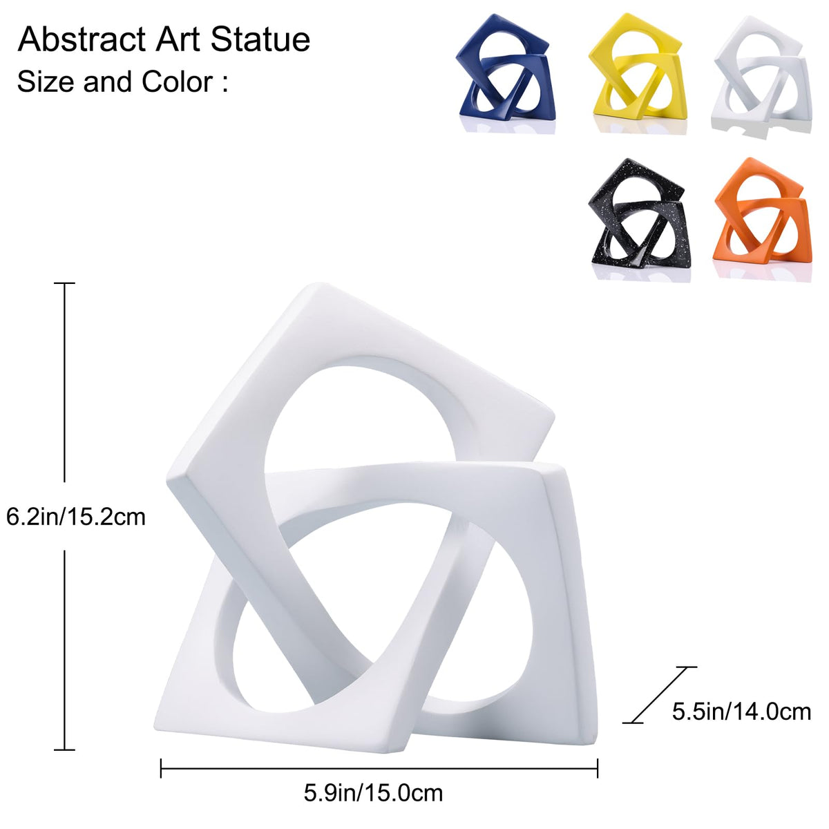 Modern Geometric Sculpture White Knot Statue Decor, Home Bookcase Centerpiece Jax Decorative, Tabletop Sculpture and Figurines, for Home Decor Accent Cube Ornaments