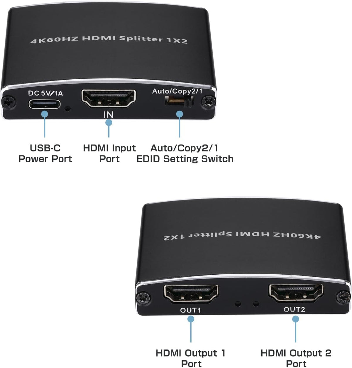 Wonlyus 2026 4K@60Hz 2.0b 1 2 4K 18Gbps HDCP2.2 3D Dolby PS5, Upgraded HDMI Splitter in Out, HDMI Splitter Duplicate