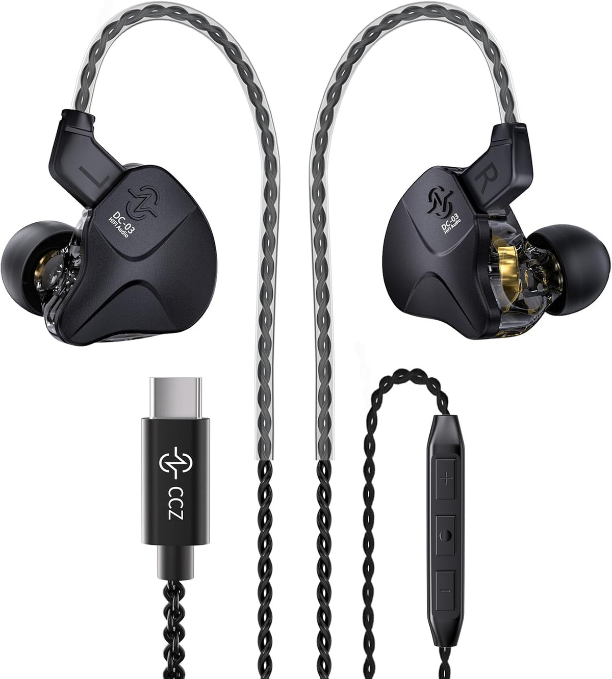 DC03 16/15 CCZ USB C Wired Headphones with Mic, Type C Earphones Wired Earbuds for iPhone Pro Max Plus, Bass Stereo