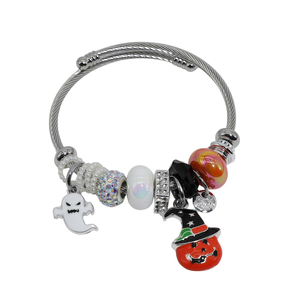 QMWKVNC Charm Bracelets for Womens,Exquisite Cute Cartoon Friendship Silver Bracelets Stainless Steel Bangle, Womens Jewelry Suitable for Holiday Gifts and Birthday Gifts