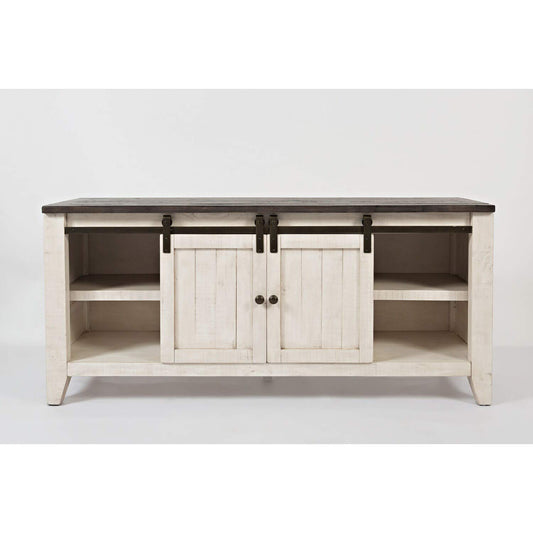 Jofran Madison County Reclaimed Pine Barn Door TV Stand Console, 60', White