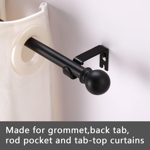 GXOACKJ Black Curtain Rods - Heavy Duty Metal Set for Windows 32 to 48 Inches | 5/8 Inch Diameter, 2 Pack
