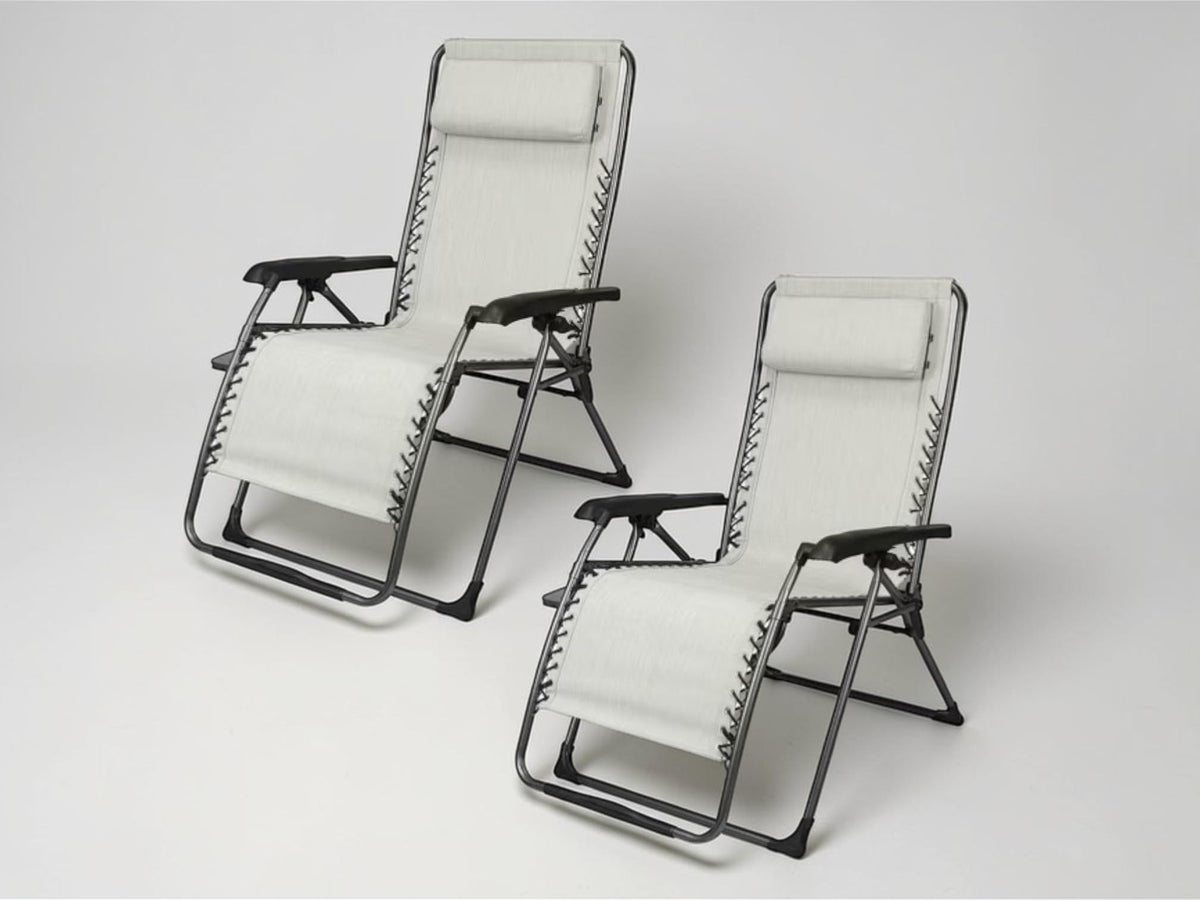 Member Mark Extra Large Anti-Gravity Chair, Folding Recliner with Headrest, Set of 2 (Cast Silver)