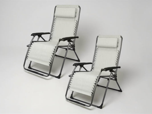 Member Mark Extra Large Anti-Gravity Chair, Folding Recliner with Headrest, Set of 2 (Cast Silver)