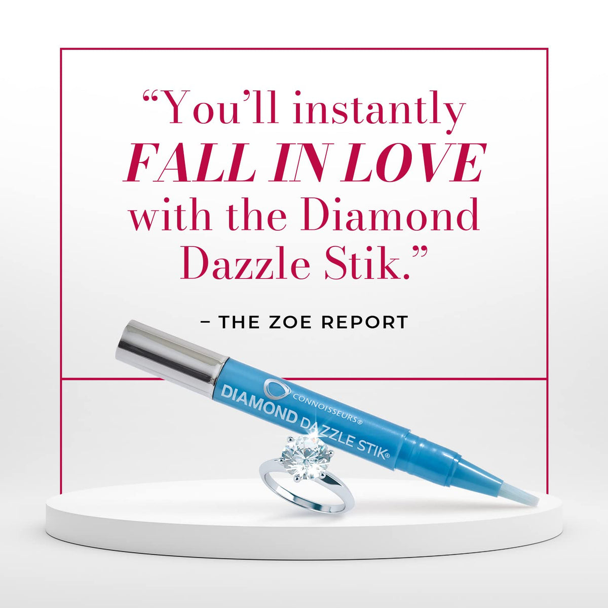 CONNOISSEURS Diamond Dazzle Stik for Rings, Earrings, and Bracelets - Portable Jewelry Cleaner Solution Pen - Reduces Scratches and Removes Dirt