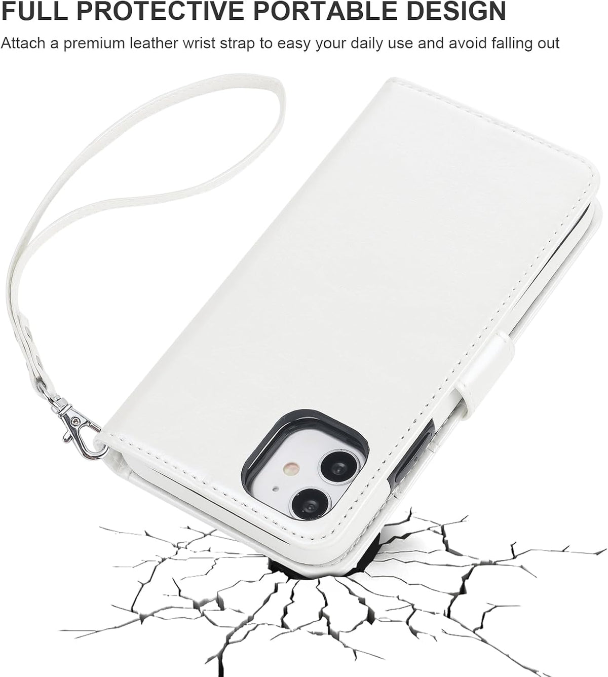 Bocasal 11 11 6.1 inch for iPhone Wallet Case with Card Holder PU Leather Magnetic Detachable Kickstand Shockproof