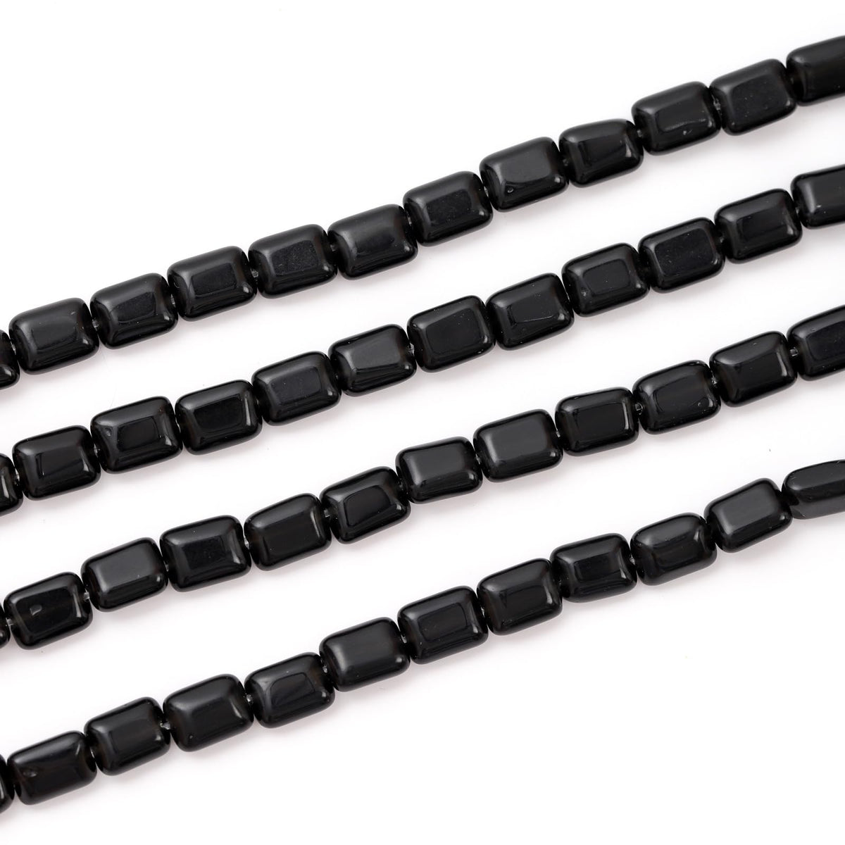 6×8mm Natural Black Agate Flat Square Stone Beads Rectangle Healing Crystals Loose Gemstone Beads for Jewelry Making DIY Bracelets Necklaces