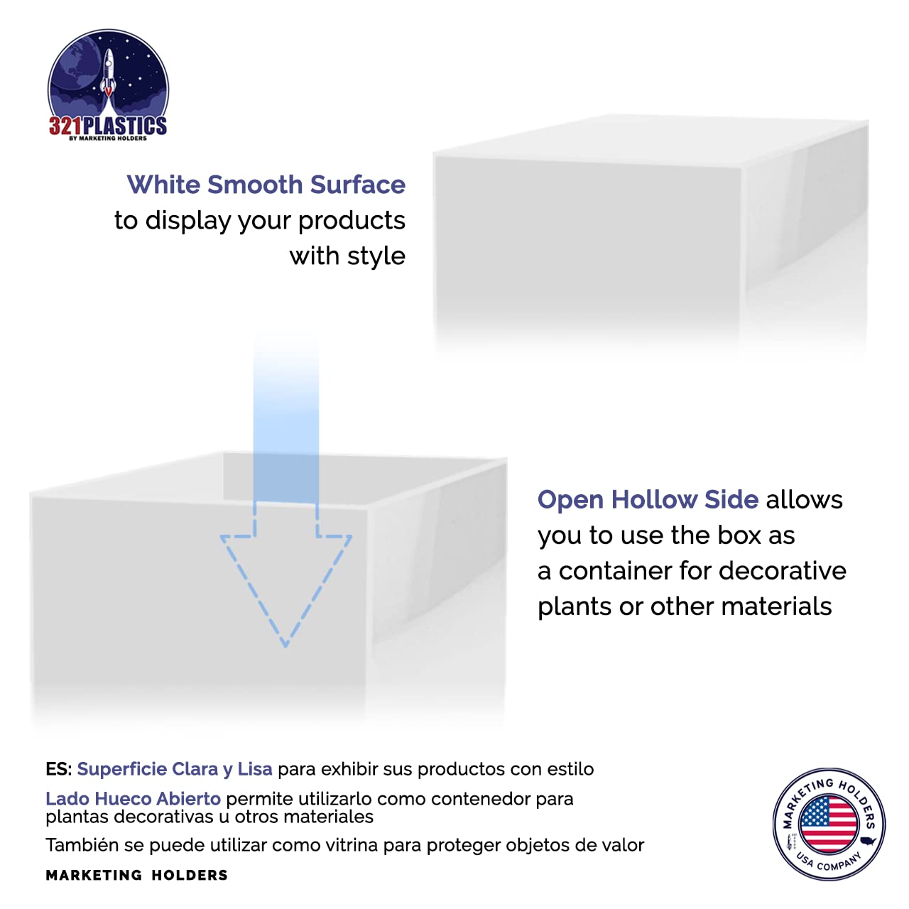 Tall Display Cube 12" W x 12" D x 40" H No Lid White Acrylic Pedestal Art Sculpture Flowers Pillar Column Prop Post Stand Display Box by Marketing Holders