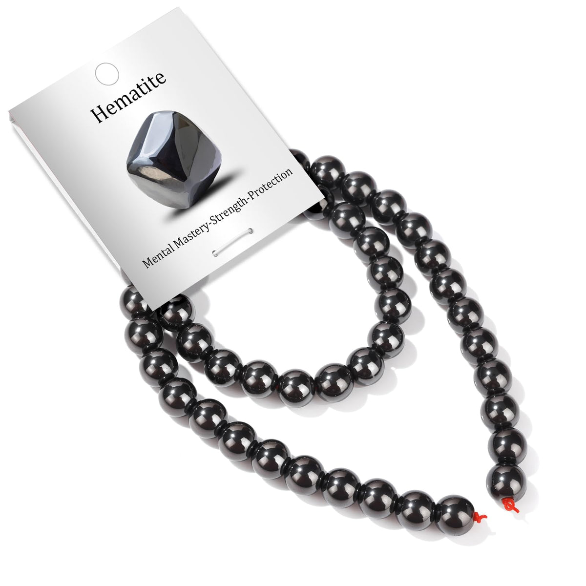Risyfjew 50PCS 8mm Natural Hematite Beads Gemstone Round Loose Beads for Jewelry Making Chakra Crystal Stone Beads for Bracelets Necklace Earrings Making Supplies (50pcs/Strand)