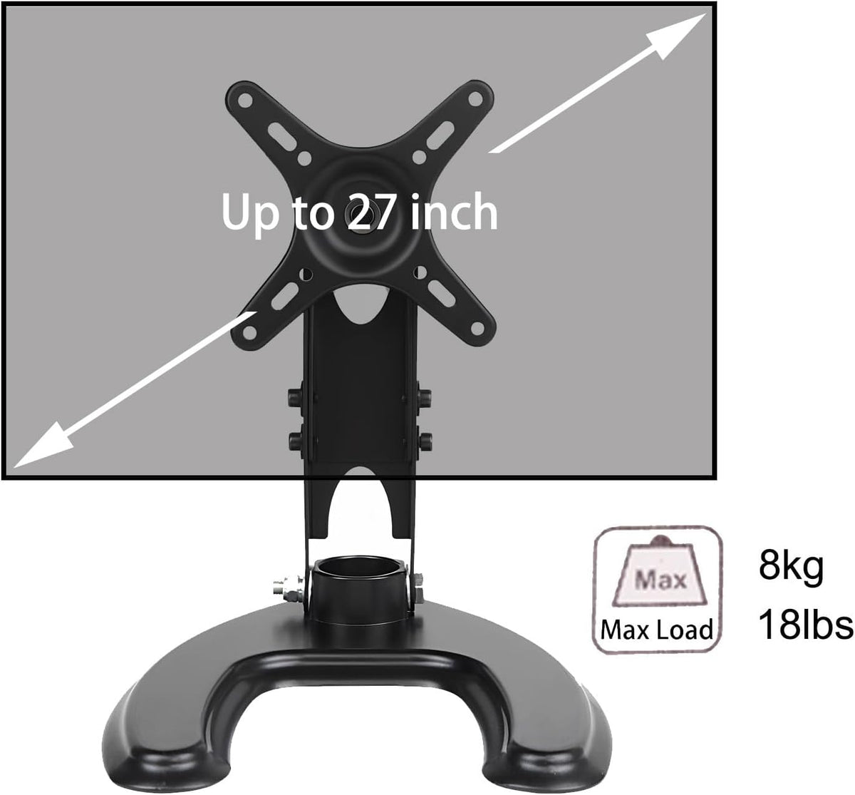 Seaigle 10-27 Inch 18 lbs, 75x75 100x100 mm TV Monitor Stand for Screens, Free Standing Desk Mount with Tilt