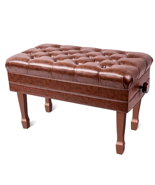 SDdPulse Leather Piano Bench Wooden Luxury Piano Bench,Soft Genuine Leather Piano Stool,with Waterproof Cushion and Strong Solid Wood Frame,200Kg Load Capacity,84 X 47 X 49-59Cm,Teak