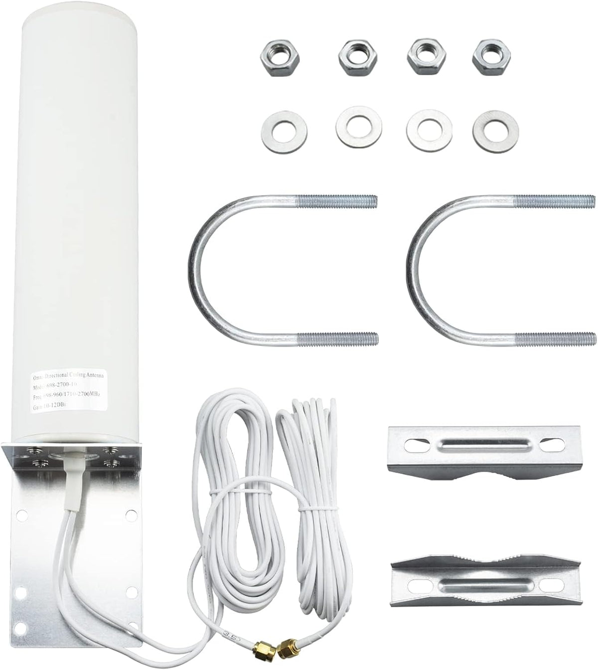 Boobrie 4G 10dBi-12dBi 698-2700MHz 16.4Ft 4G LTE Antenna High Gain Outdoor Antenna OmniDirectional Dual SMA Male