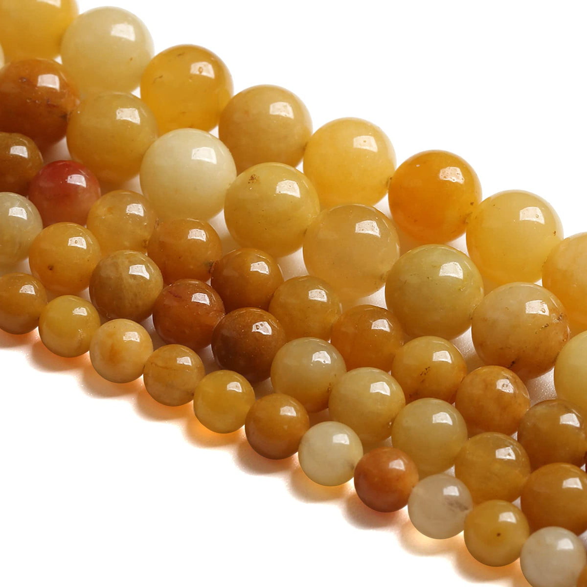 8MM 45PCS Natural Stone Yellow Jade Loose Beads for Jewelry Making DIY Bracelet 1 Strand