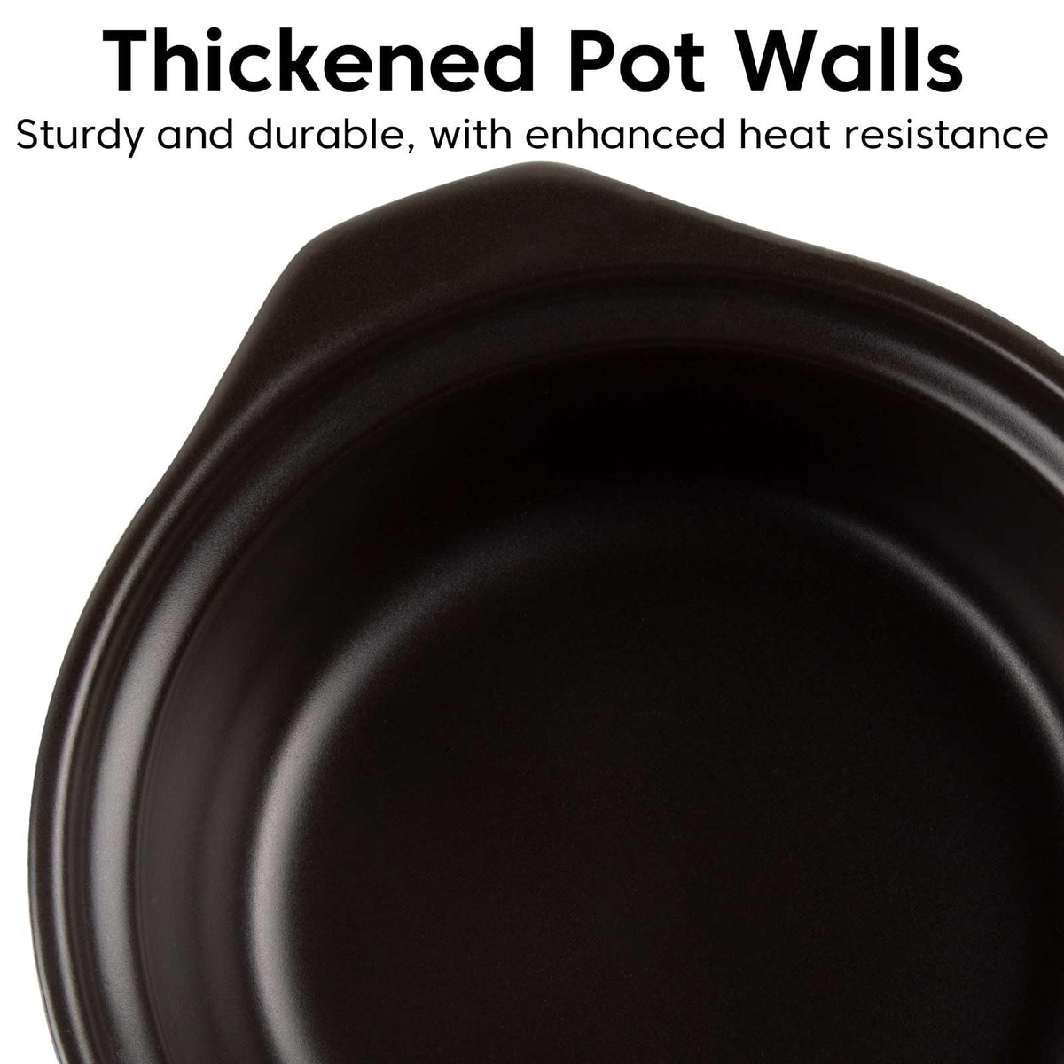 1.9 Quart Clay Pot for Cooking with Lid - Black Earthenware Pot & Olla de Barro for Korean, Soup & Rice - Non-Stick Clay Cookware for Stovetop & Oven