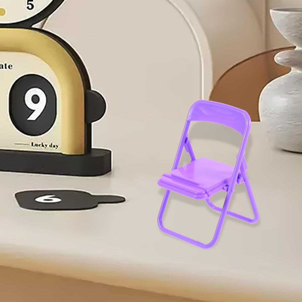 ARTIBETTER 10pcs Folding Cartoon Chair Phone Stands Desktop Cell Phone Holder Portable Creative Brackets for Home