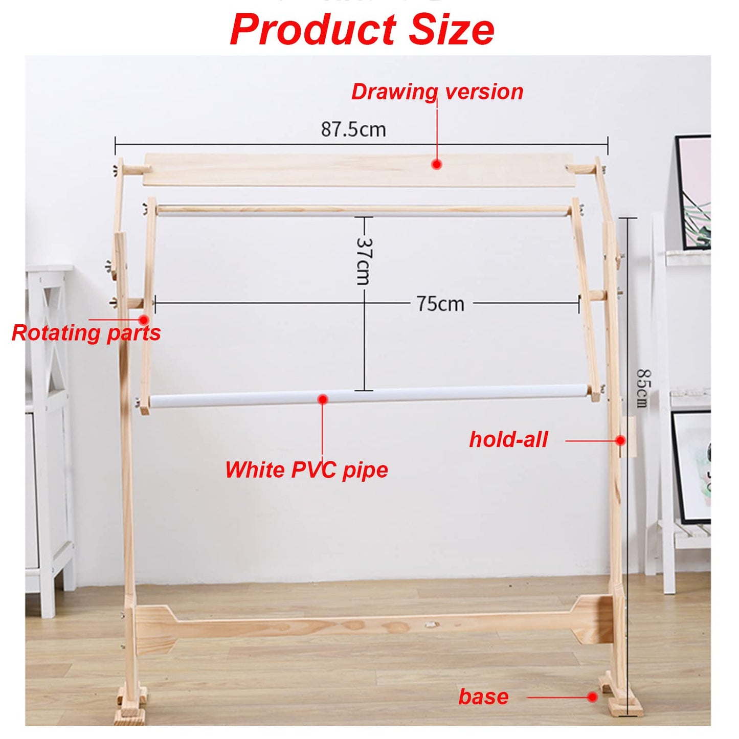 ELUKHT Embroidery Hoops Stand, 360 Degree Adjustable Embroidery Stand,Cross Stitch Frame Stand,Wooden Frame Cross Stitch Floor Stand for Cross Stitch Needlework Art Craft Sewing