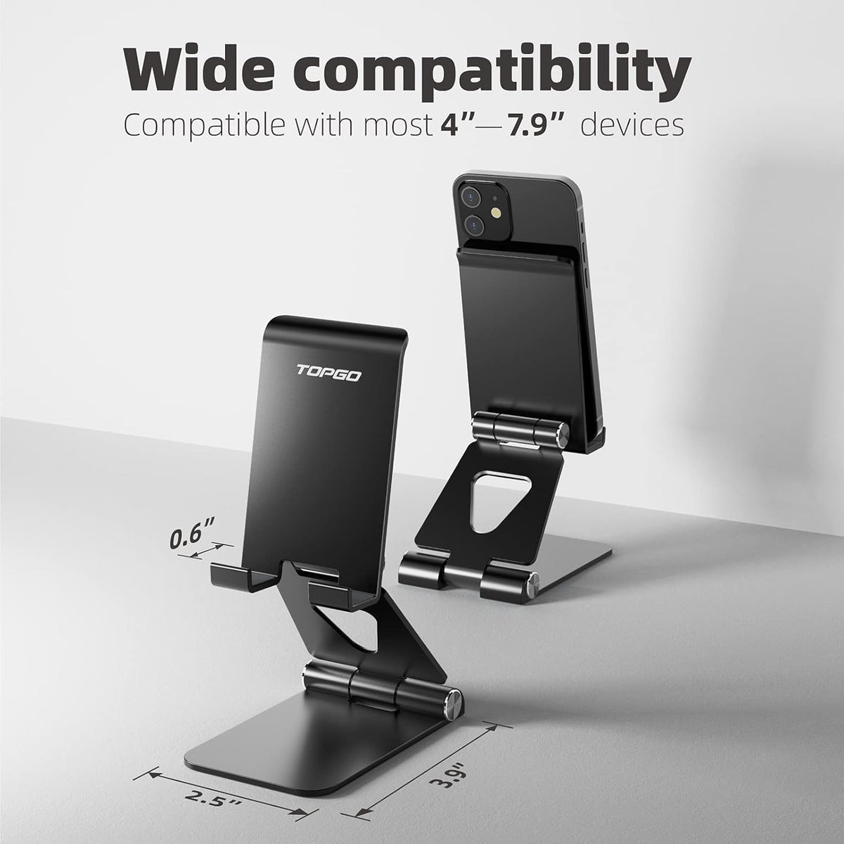Beamingnet 14/Smartphones/iPad TOPGO Cell Phone Stand, [Stable & Height Adjustable] Foldable Cellphone Holder for Desk