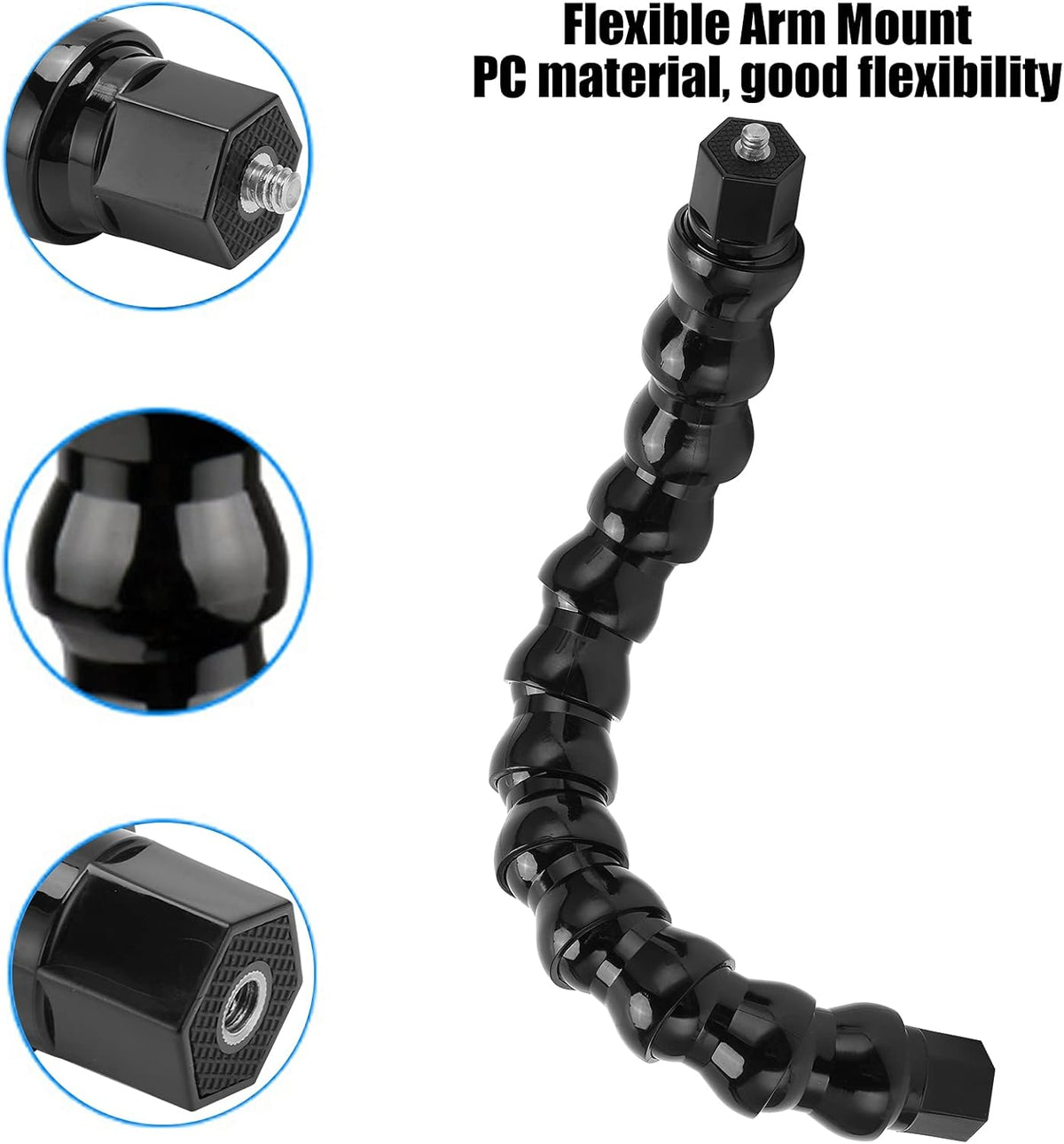 Milltrip 12-Section 1/4in Flexible Arm Mount Monopod, Gooseneck Camera Mount, Adjustable Sports Camera Holder, Screw
