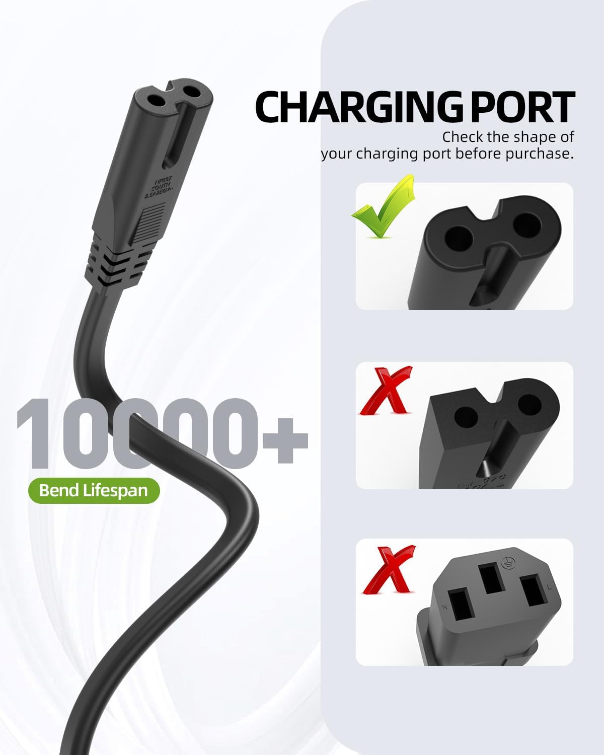 Superer 12 2 ft Printer Power Cord Cable Fit for HP OfficeJet Pro, Envy, DeskJet Series, for Canon PIXMA MG MP MX