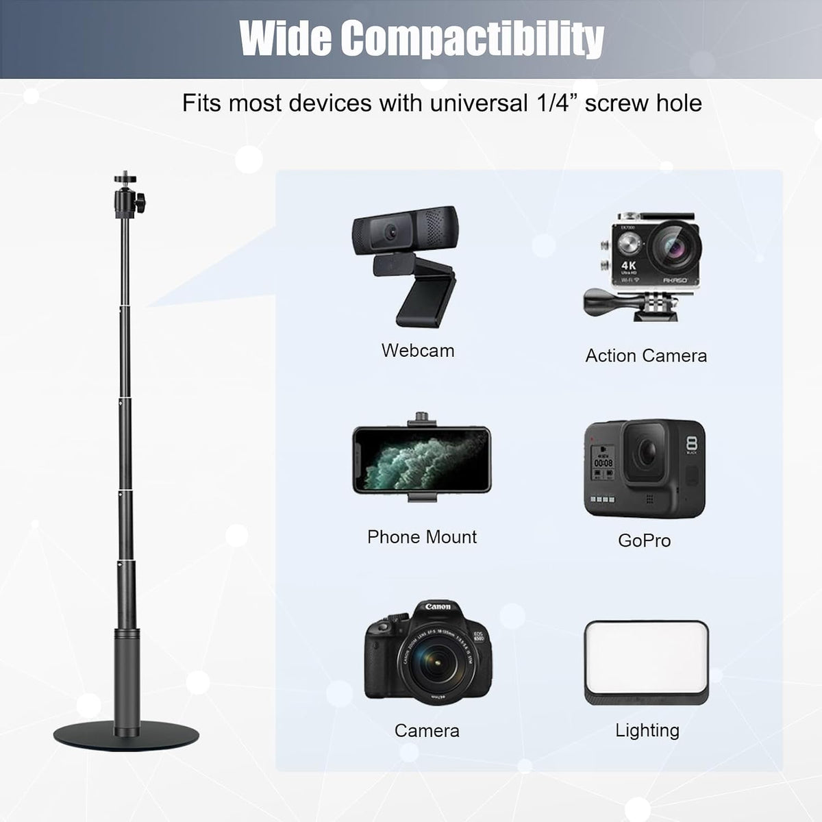 JCWINY 28 Inch C922 C930e C920S C920 C615 C960 C920x 4K N60 Webcam Stand, Web Cam Stand for Desk, Adjustable Webcam