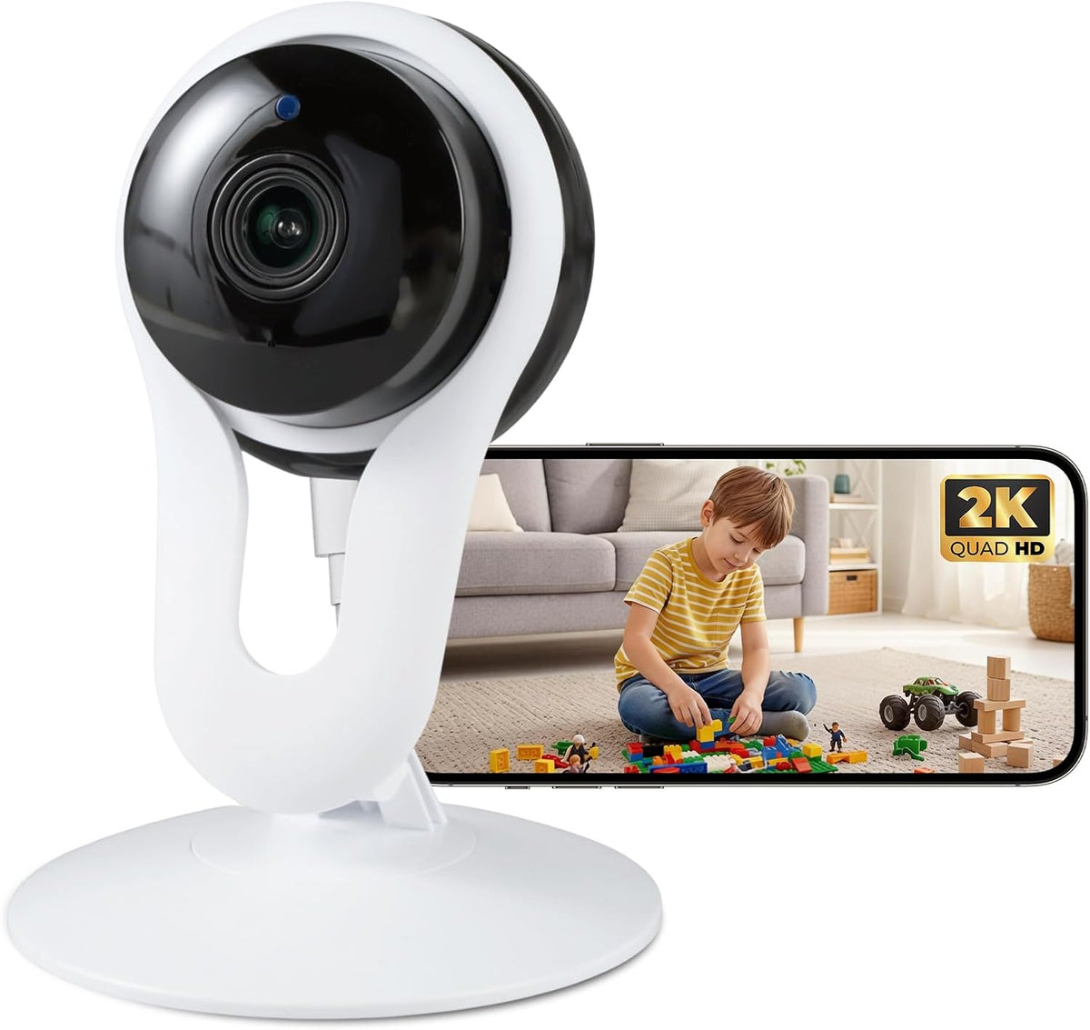 woomo 2K 2-Way Setup 2.4G Indoor Camera for Pet & Baby Monitoring, Clear View, Motion Alerts & Night Vision, Audio
